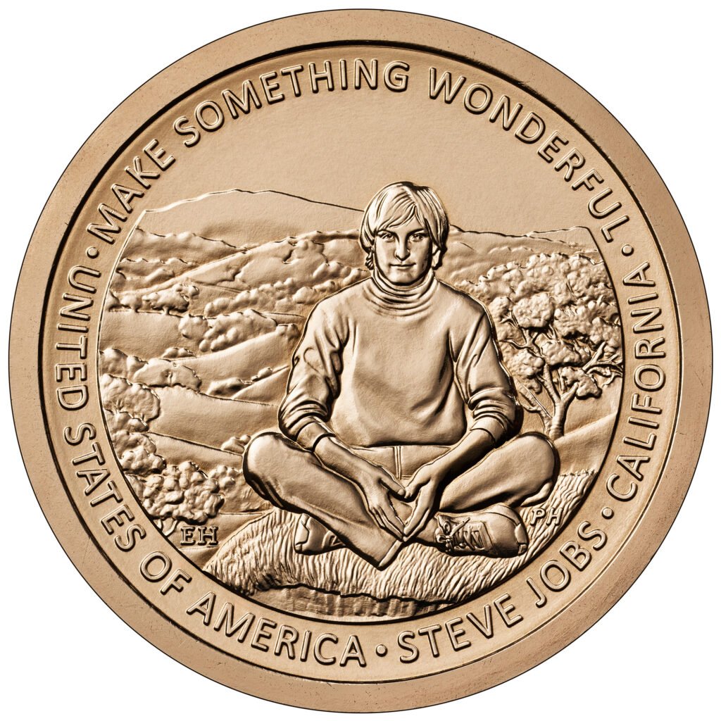 Steve Jobs 2026 Innovation Coin Design Proposed coin design featuring Steve Jobs for the 2026 American Innovation $1 coin representing California.