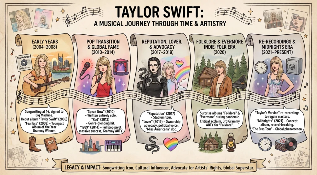 An infographic of Taylor Swift’s life created using Nano Banana Pro.