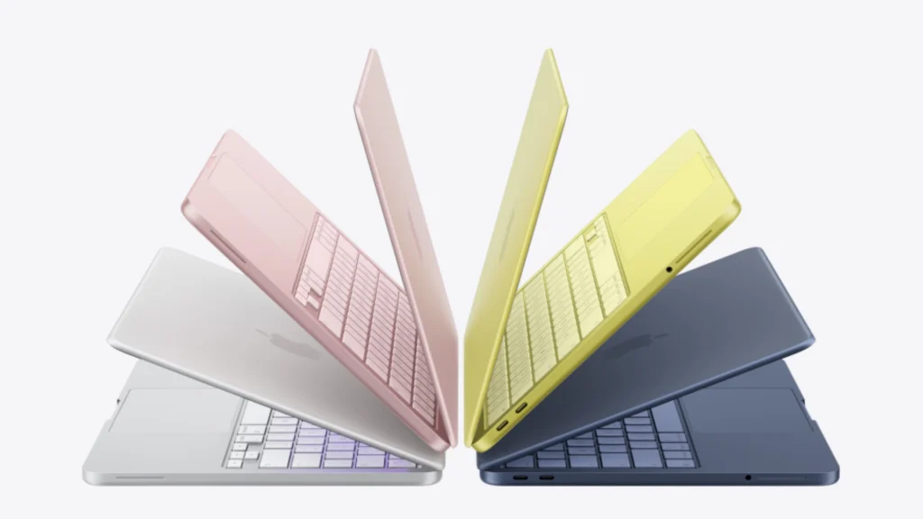 MacBook Neo color lineup: silver, blush, citrus, indigo