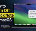 MacBook showing the Quick Note control in the bottom-right corner of macOS.