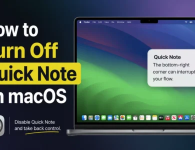 MacBook showing the Quick Note control in the bottom-right corner of macOS.